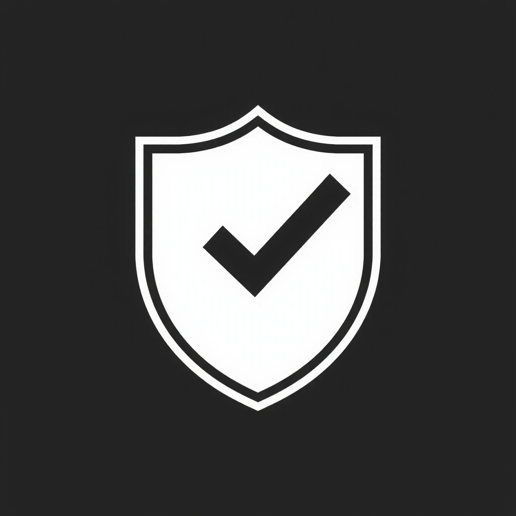 A shield with a checkmark inside, representing secure shopping and customer satisfaction.